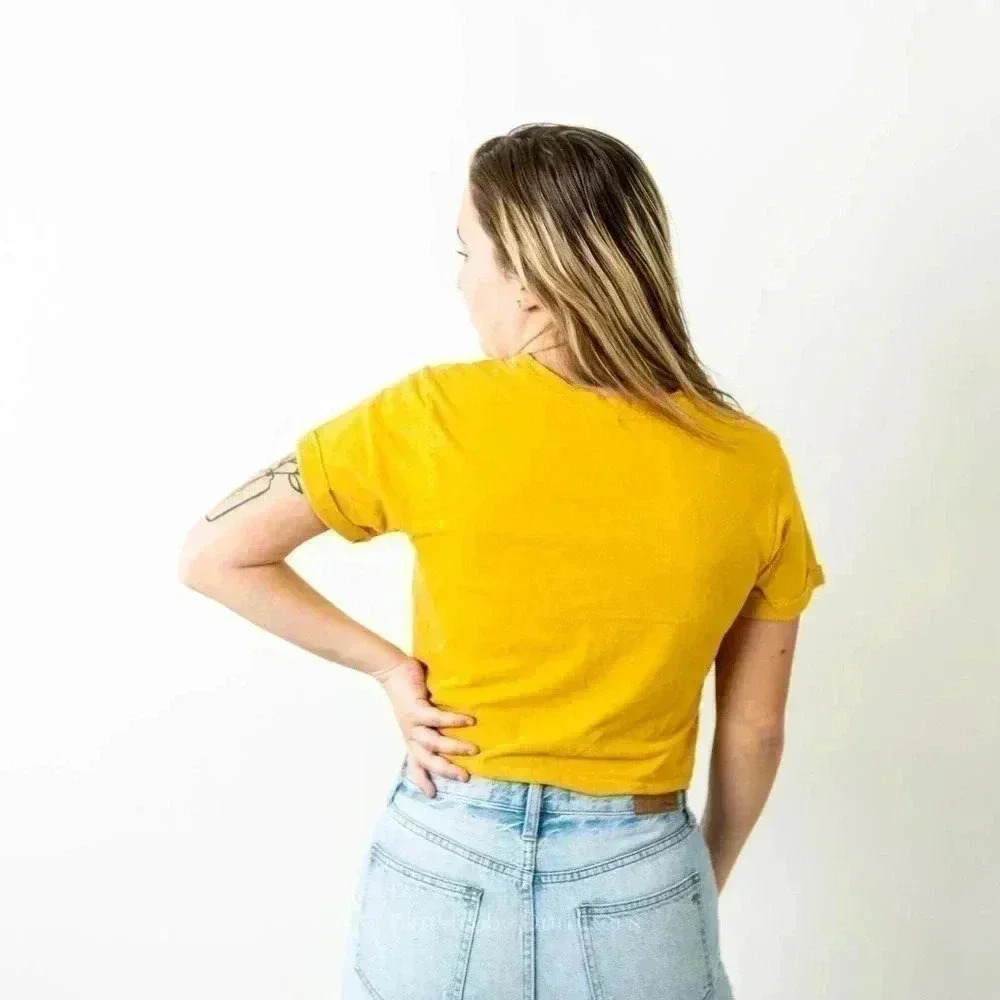 Vibe N' "Sunshine" Yellow Cropped Tee Shirt - Picture 3 of 6
